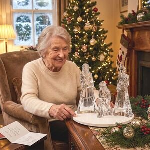 Mikasa Three Kings Nativity Set 10" Full Lead Crystal Germany 3 Pc Vintage Box